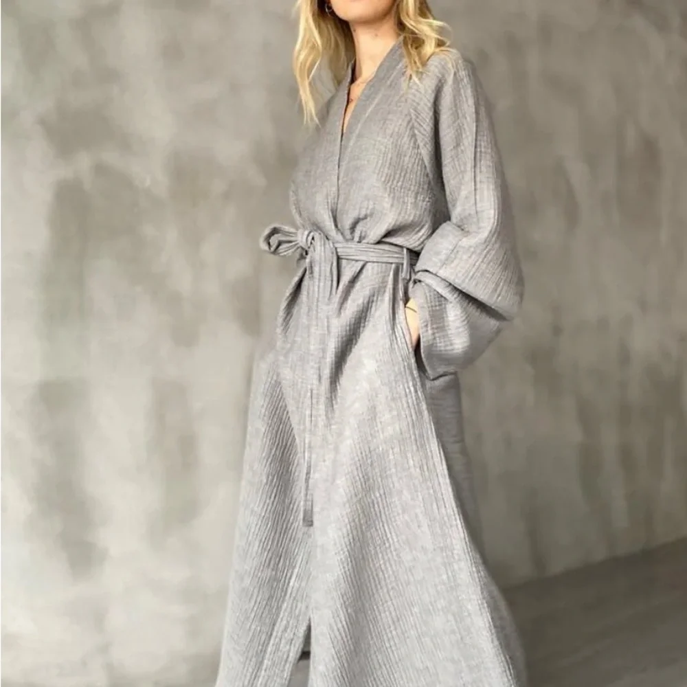 House No. 23- L / XL- Turkish Cotton Gray Women's Robe